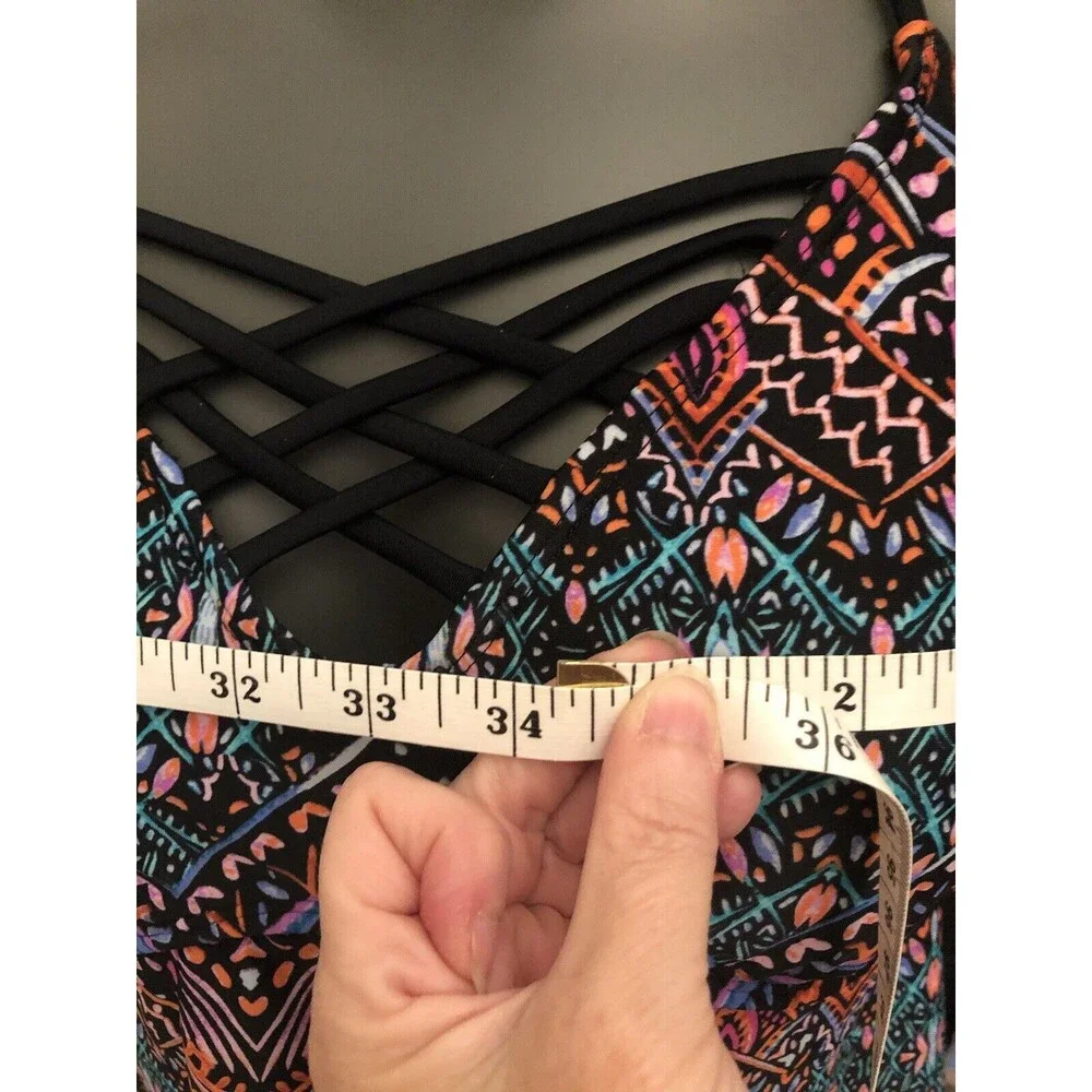 Arizona Brand Halter‎ Swim Top XL Juniors Multi-color Geometric Beach Summer Fun